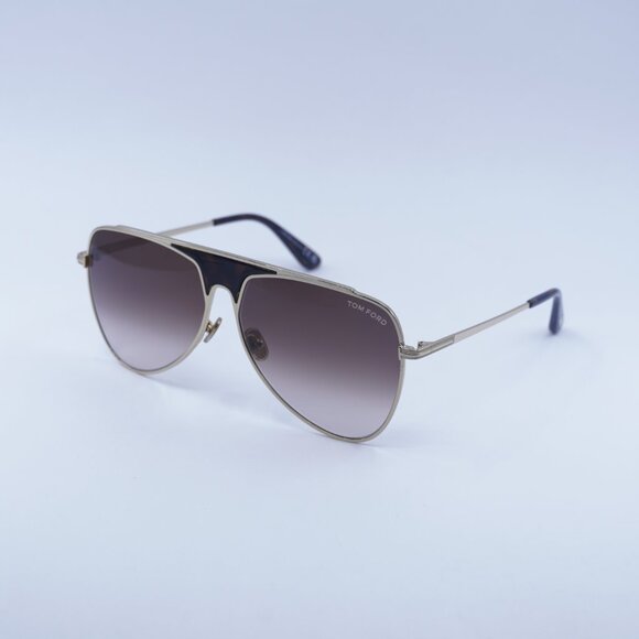Tom Ford Ethan FT0935 28F Sunglasses Gold Aviator Frame, Brown Lenses - Picture 8 of 10